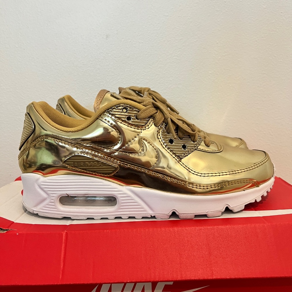 Nike Gold and White Sneakers